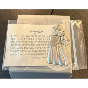Hampshire Pewter Christmas Ornament Silver Angelica Angel Vintage 1986 USA